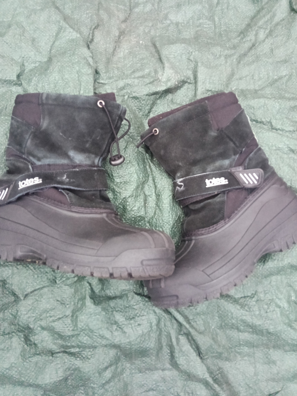 totes Women's Black Winter Rain Boots with Suede Upper